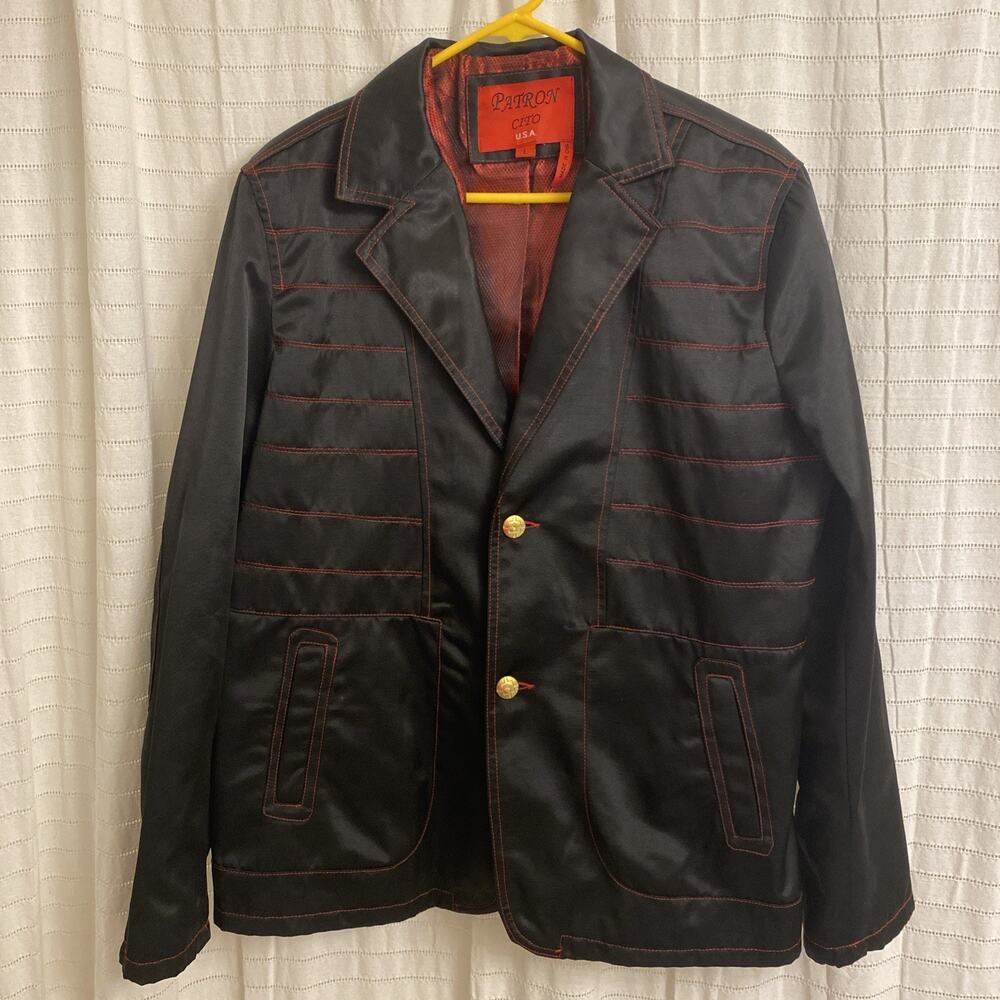 patron cito red label Large Men’s Button Blazer Black Red party city fall